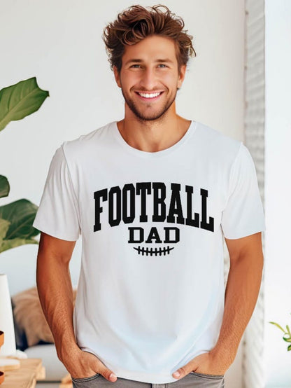 Men's Graphic T-Shirt Football Dad Bold Letters With Minimalist Outline Football Motif Shirt