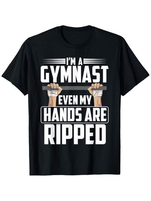 Men's Graphic T-Shirt Im A Gymnast Even My Hands Are Ripped Cartoon Hands Holding Bar