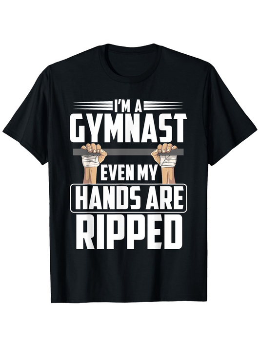 Men's Graphic T-Shirt Im A Gymnast Even My Hands Are Ripped Cartoon Hands Holding Bar