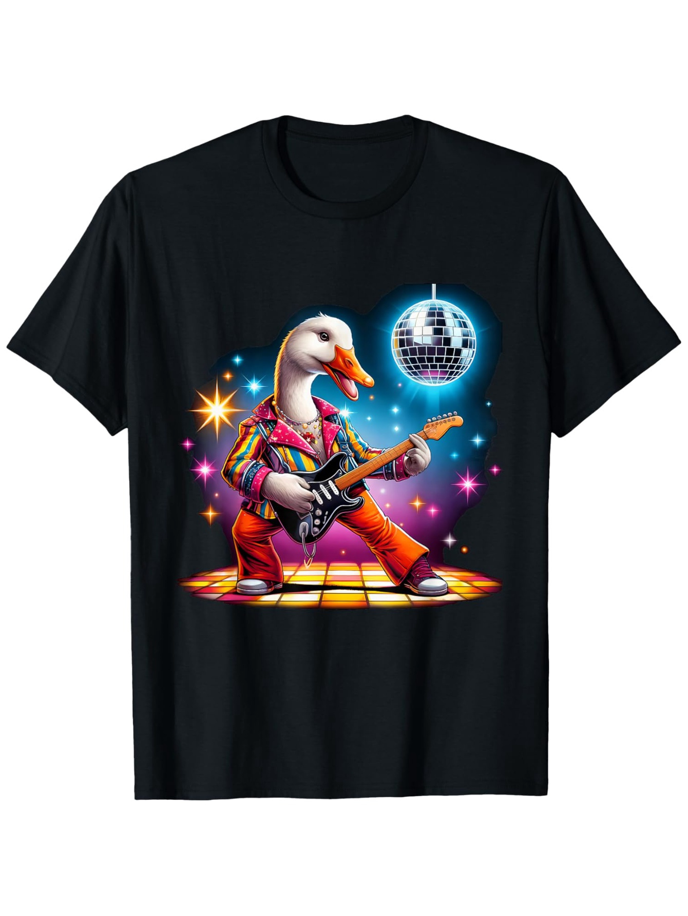 Men's Graphic T-Shirt Funky Dance Floor Lights With A Disco Ball Goose