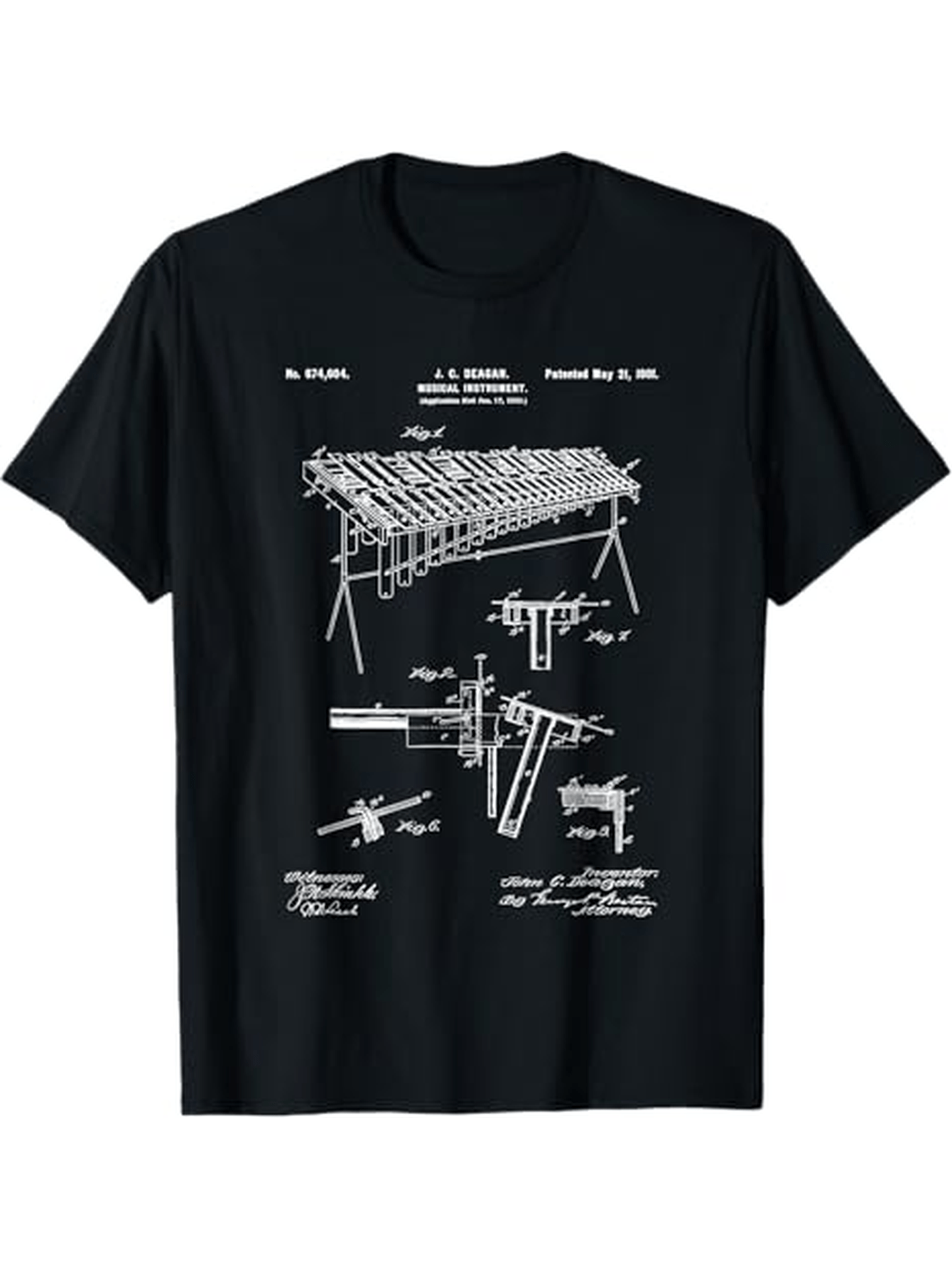 Men's Graphic T-Shirt Vintage Patent Blueprint With Mechanical Diagram Artwork Table
