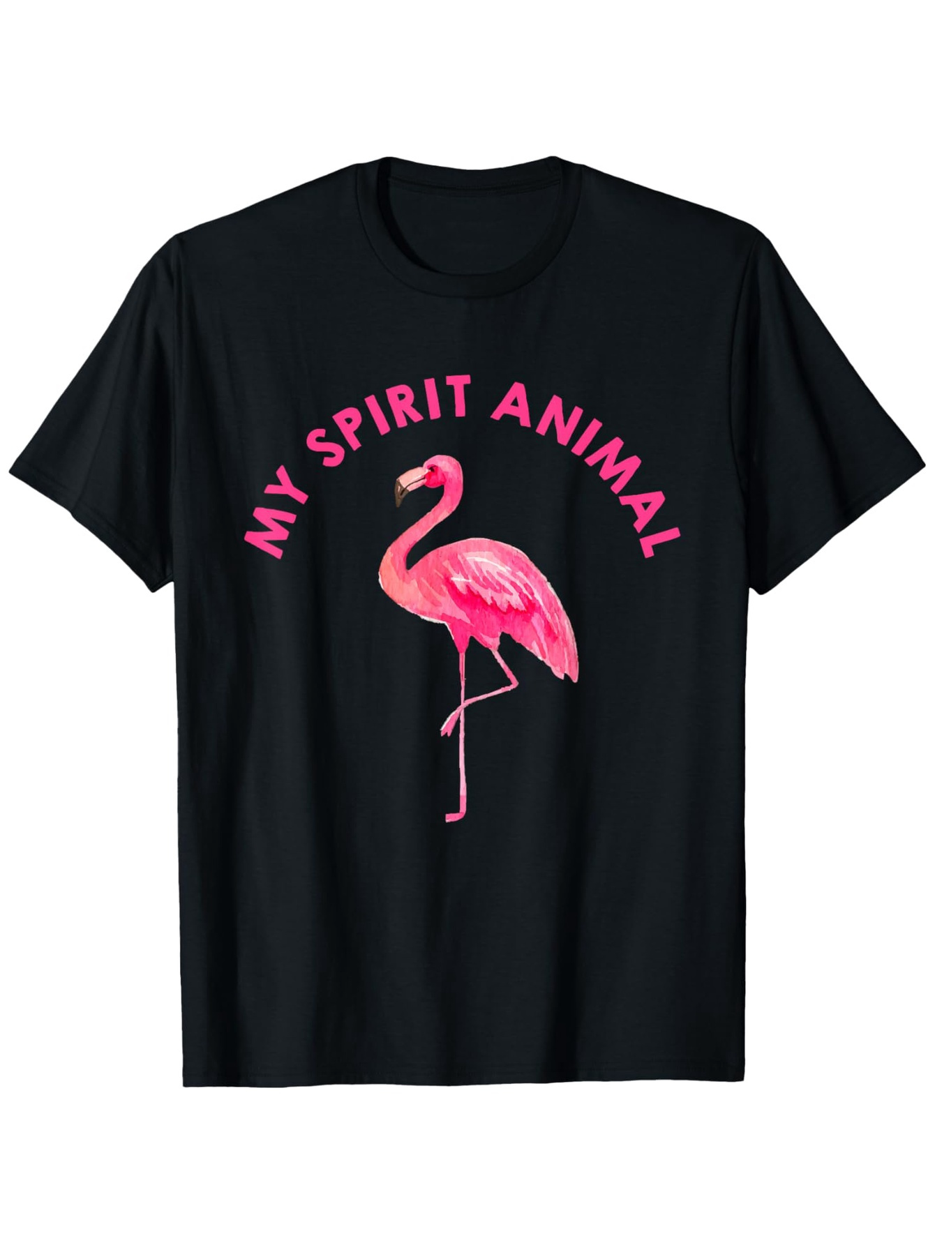 Men's Graphic T-Shirt My Spirit Animal Vibrant Pink Flamingo Standing With Grace Under Arc Letters Flamingo