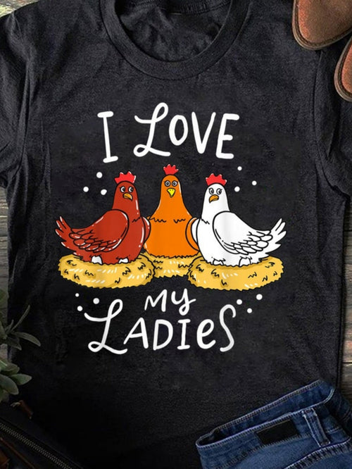 Men's Graphic T-Shirt I Love My Ladies Cute Chickens Sitting On Yellow Hay Nest
