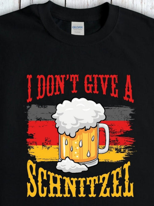 Men's Graphic T-Shirt I Dont Give A Schnitzel German Flag Background With Foaming Beer Mug