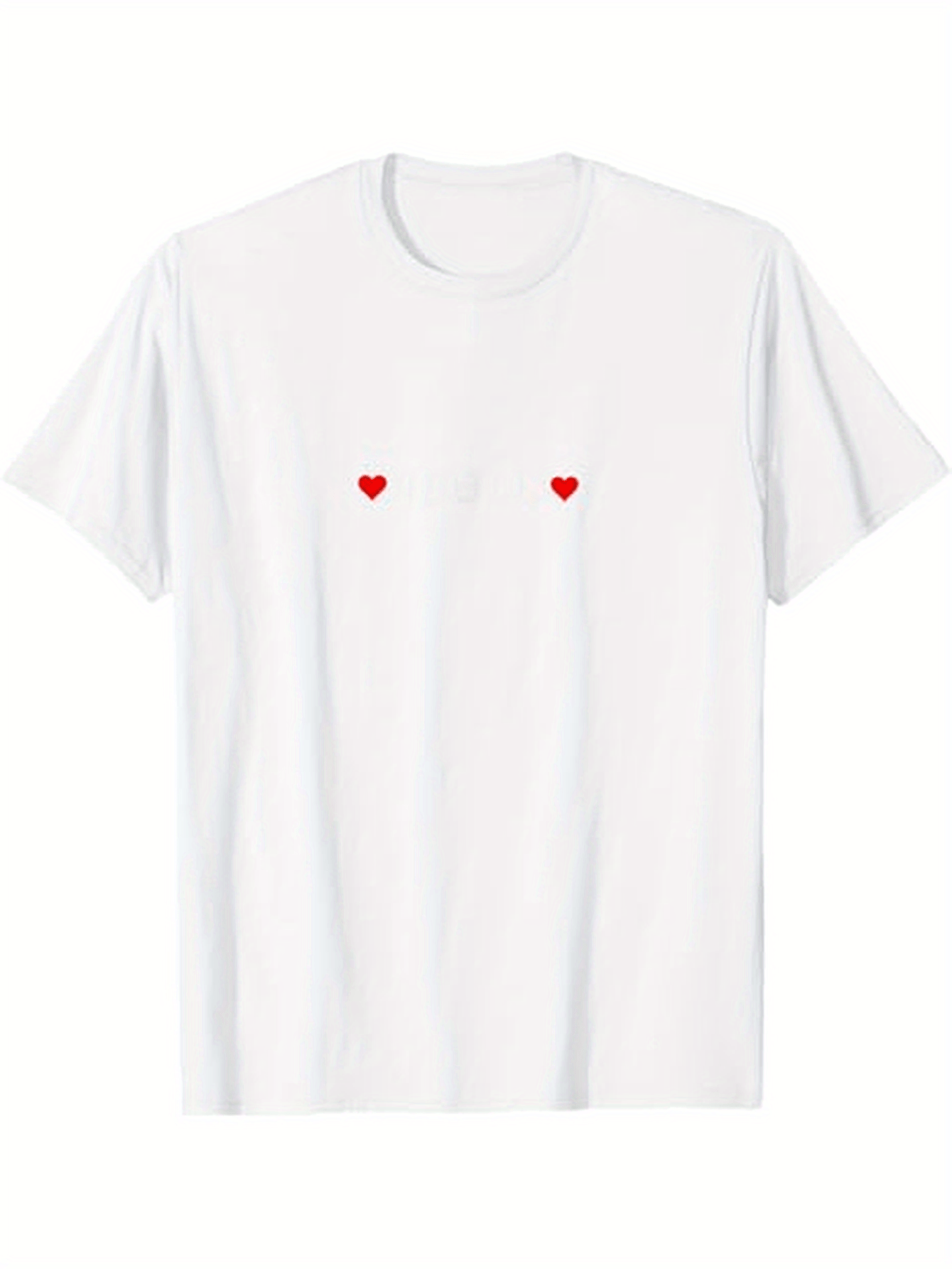Men's Graphic T-Shirt Minimalist Pair Of Red Hearts On Soft Cotton White Tshirt