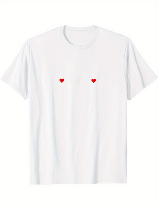 Men's Graphic T-Shirt Minimalist Pair Of Red Hearts On Soft Cotton White Tshirt
