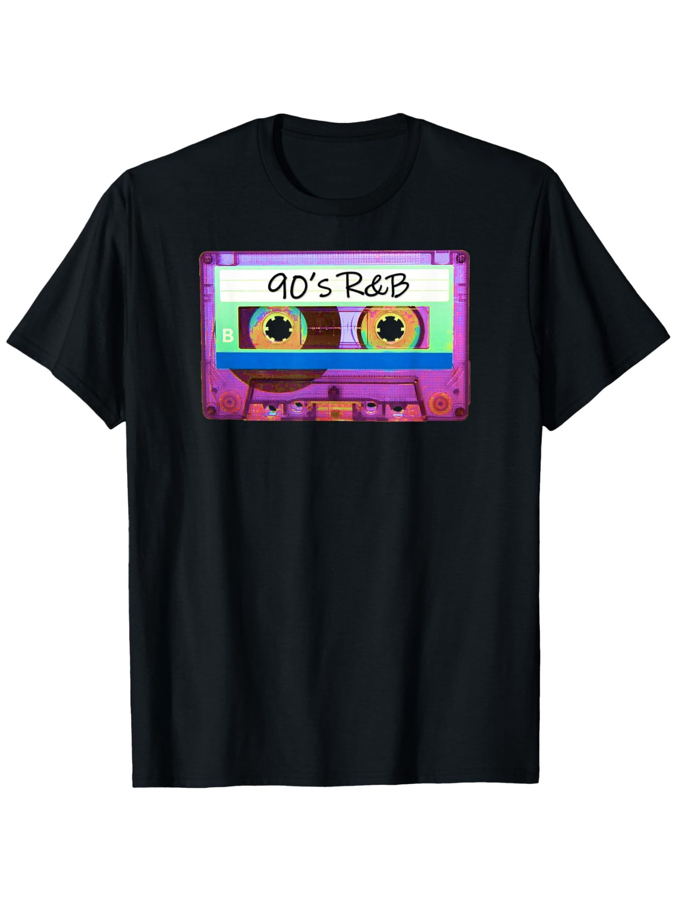 Men's Graphic T-Shirt Nostalgic Neon Cassette Tape With Vibrant Colors Evoking Retro Music Era