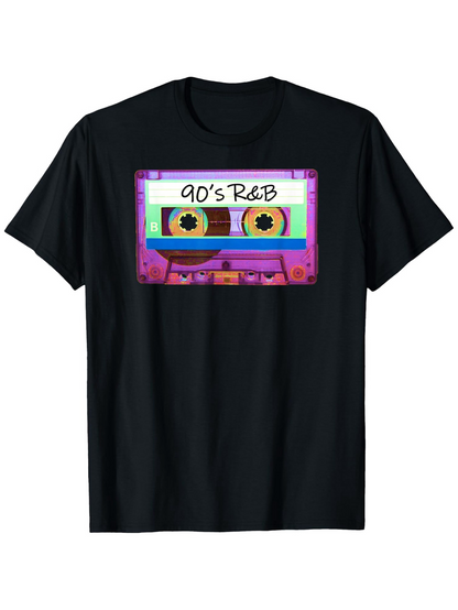 Men's Graphic T-Shirt Nostalgic Neon Cassette Tape With Vibrant Colors Evoking Retro Music Era