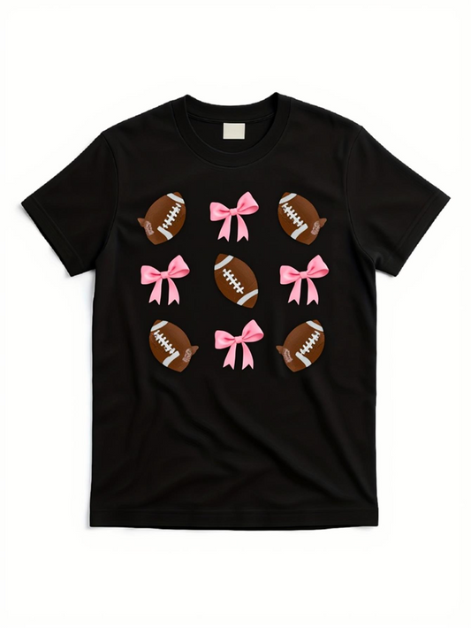 Men's Graphic T-Shirt Pink Ribbon Accents Surrounding Multiple Brown American Football