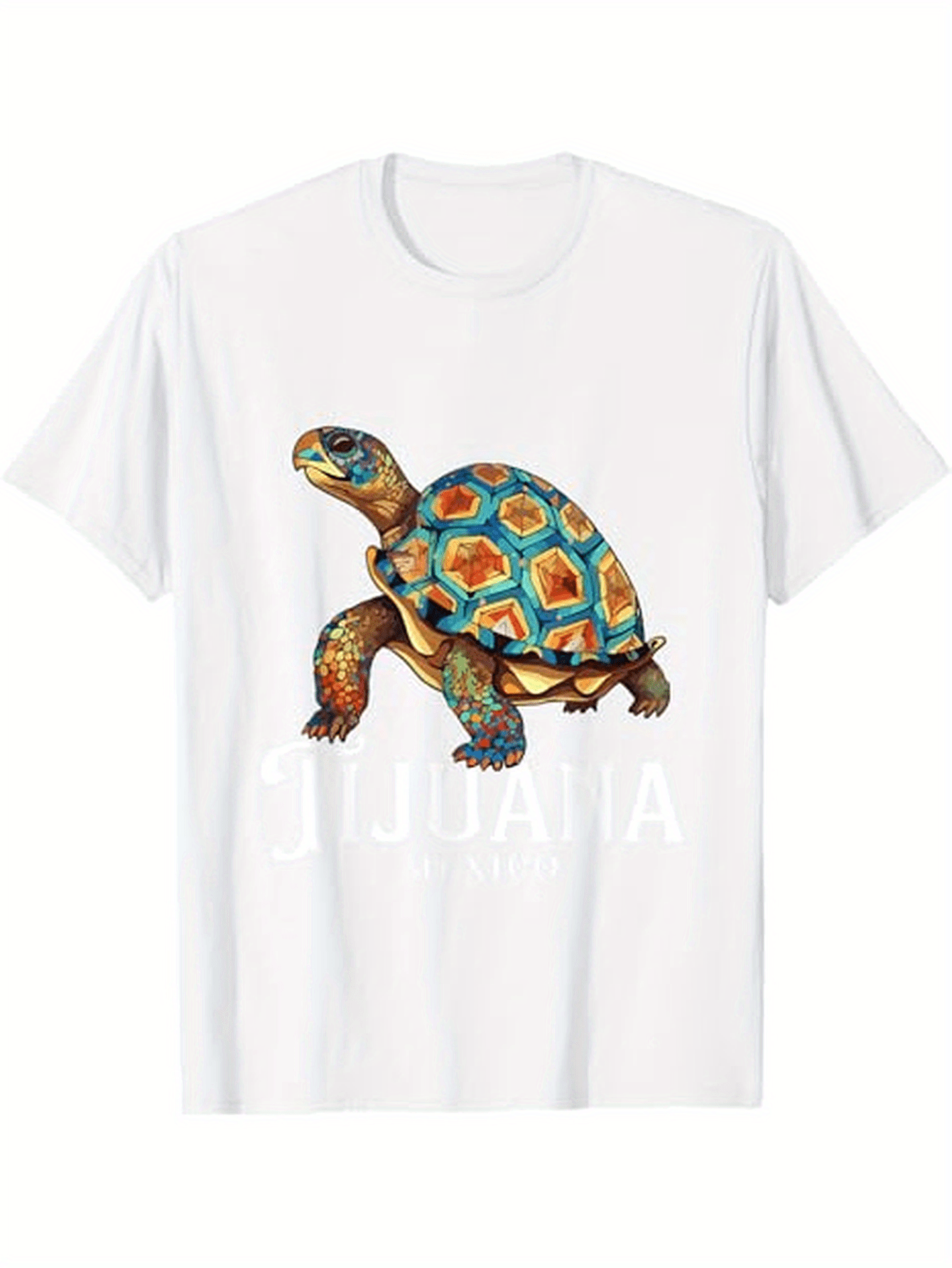 Men's Graphic T-Shirt Colorful Patterned Shell Walking Land Tortoise