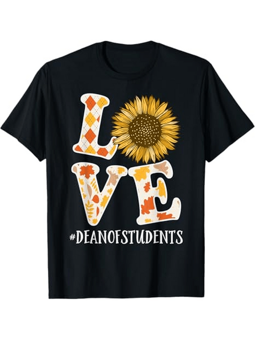 Men's Graphic T-Shirt Love With Sunflower Among Patterned Decorative Letters