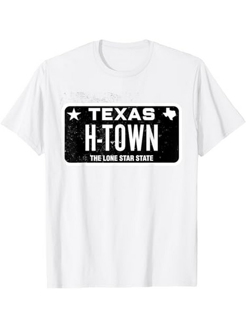 Men's Graphic T-Shirt Texas H Town With Lone Star State Black License Print