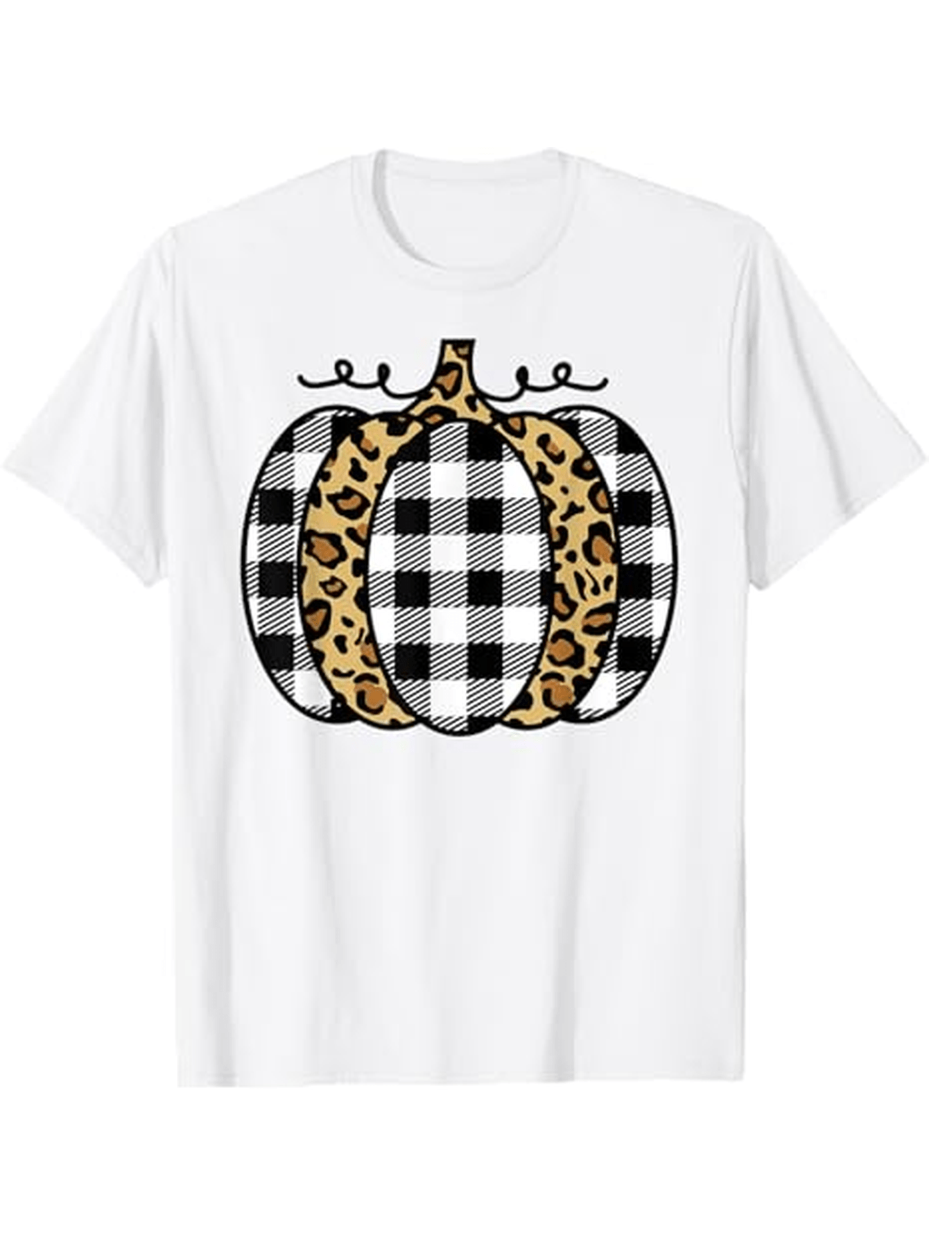 Men's Graphic T-Shirt Leopard Print Plaid Pattern On Autumn Harvest Pumpkin