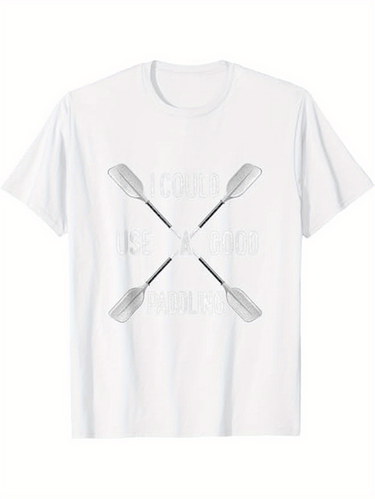 Men's Graphic T-Shirt Crossed Oars With Minimal Shadow Detailing White Oar T Shirt