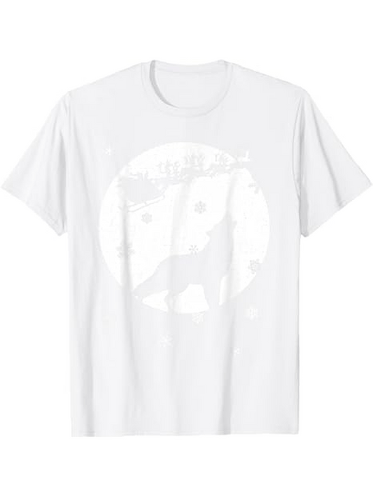 Men's Graphic T-Shirt Full Moon Forest Silhouette With Lone Wolf Howling At Night