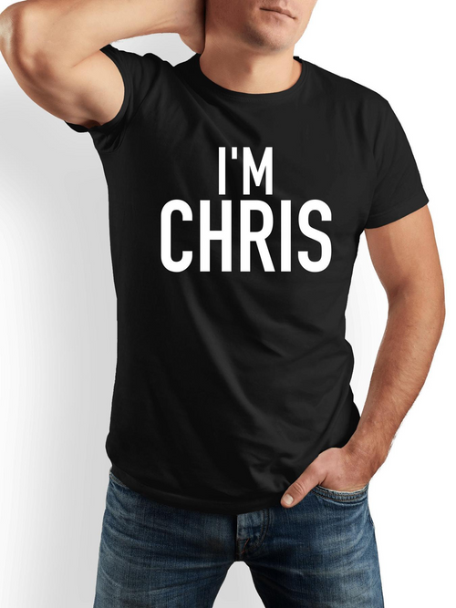 Men's Graphic T-Shirt Im Chris Bold Statement Typography On Solid Color Shirt