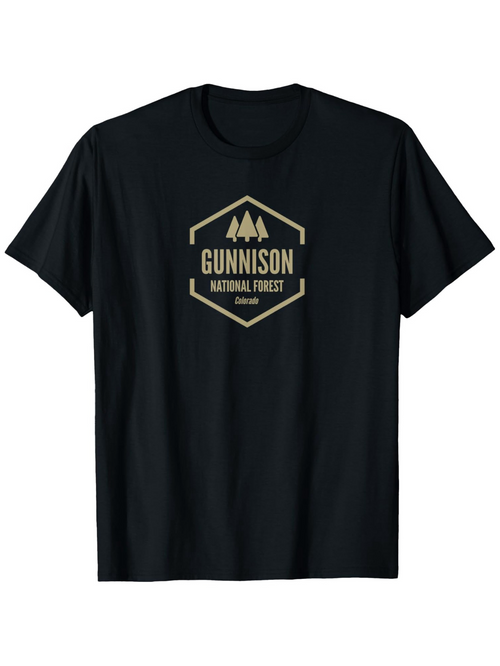 Men's Graphic T-Shirt Gunnison National Forest Logo With Trees And Vintage Badge Design