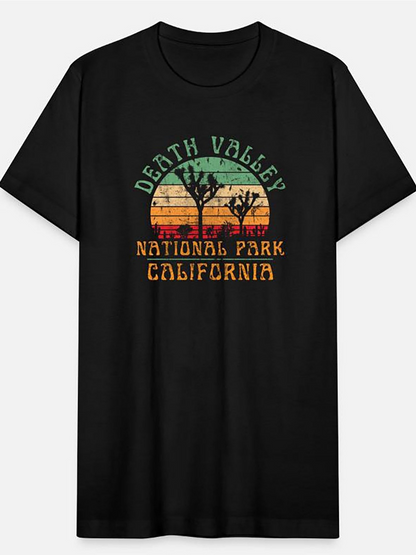 Men's Graphic T-Shirt Death Valley National Park California Vintage Sunset Desert Tree