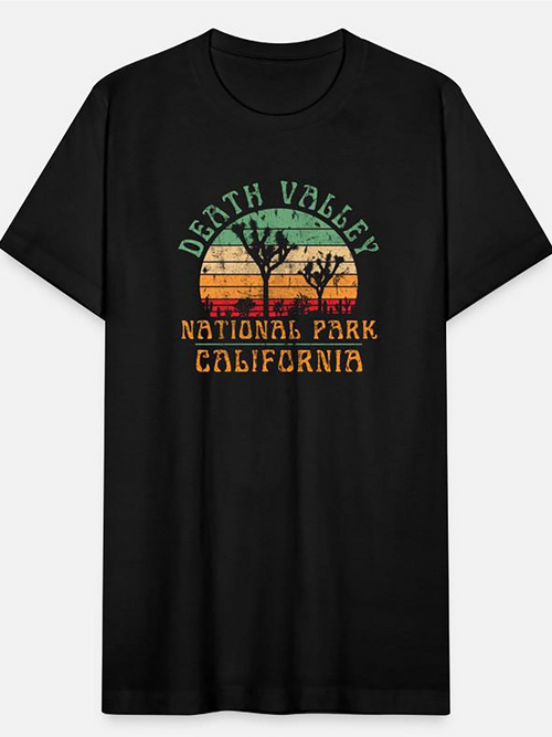 Men's Graphic T-Shirt Death Valley National Park California Vintage Sunset Desert Tree