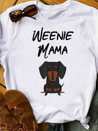 Men's Graphic T-Shirt Weenie Mama Cute Cartoon Sitting Brown And Black Dachshund Dog