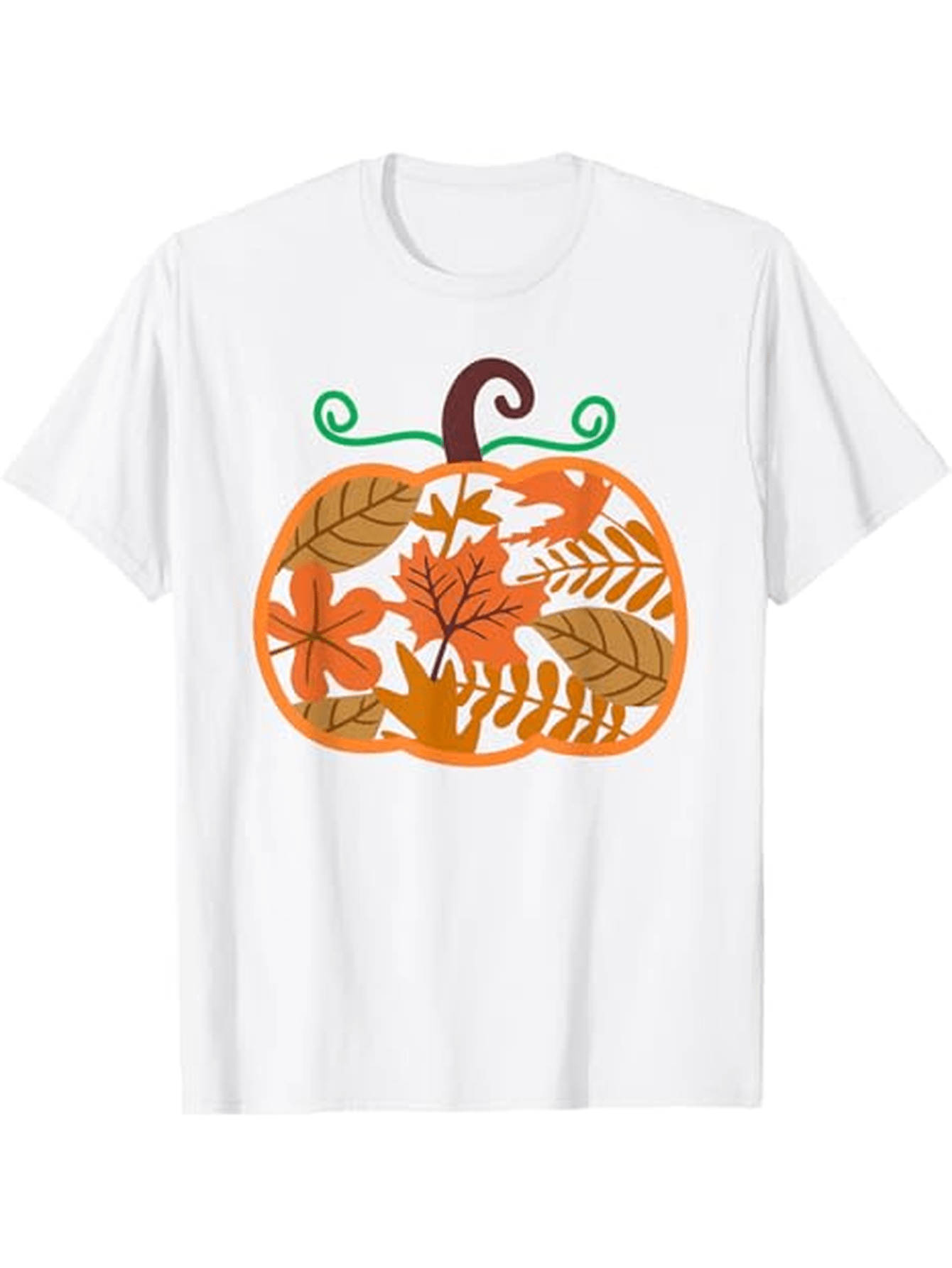 Men's Graphic T-Shirt Autumn Leaves With Forest Animals Inside Pumpkin