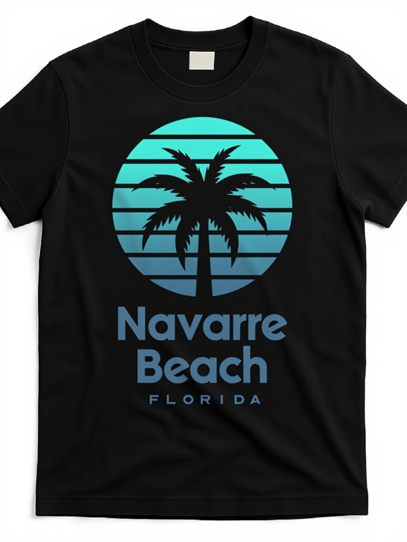 Men's Graphic T-Shirt Navarre Beach Florida Sunset Blue Gradient Palm Tree