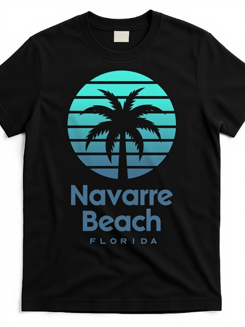 Men's Graphic T-Shirt Navarre Beach Florida Sunset Blue Gradient Palm Tree