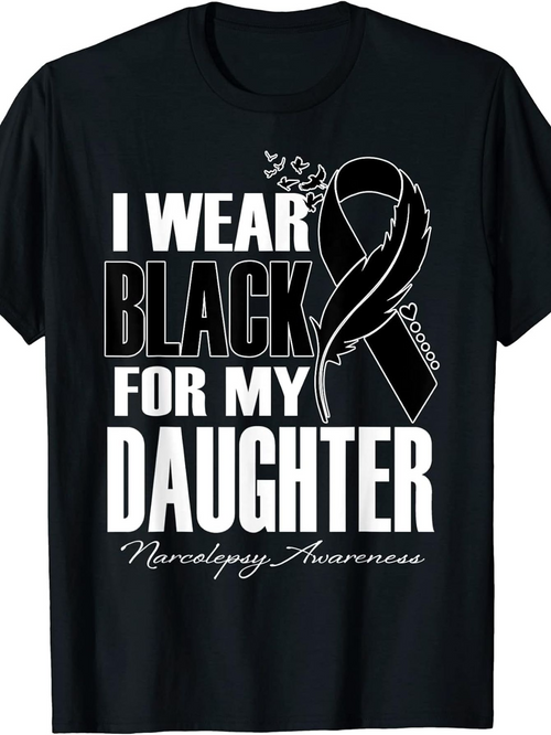 Men's Graphic T-Shirt I Wear Black For My Daughter Narcolepsy Awareness With Ribbon And Butterflies