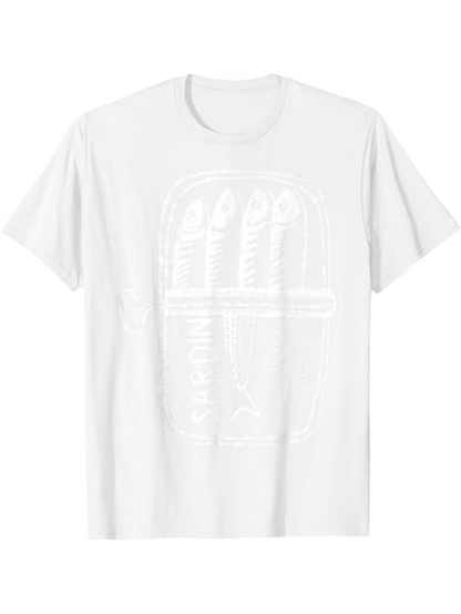 Men's Graphic T-Shirt Minimalist Sketch Style Graphic With Abstract Fish Motif Under Simple Lines