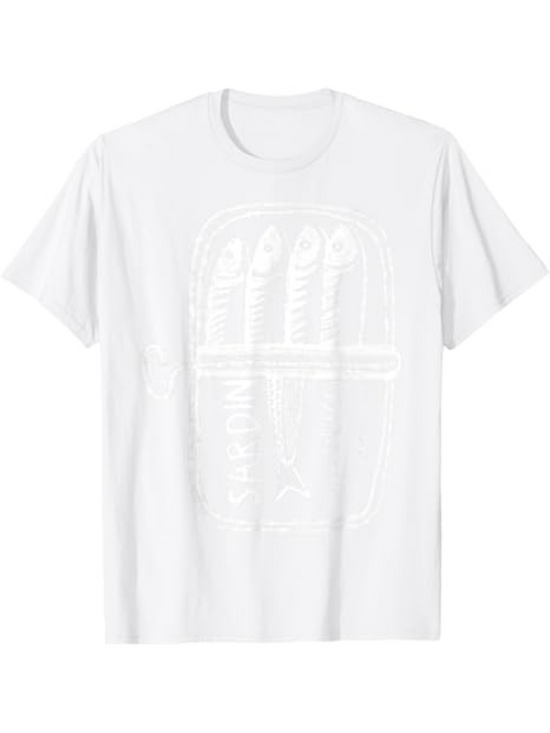 Men's Graphic T-Shirt Minimalist Sketch Style Graphic With Abstract Fish Motif Under Simple Lines