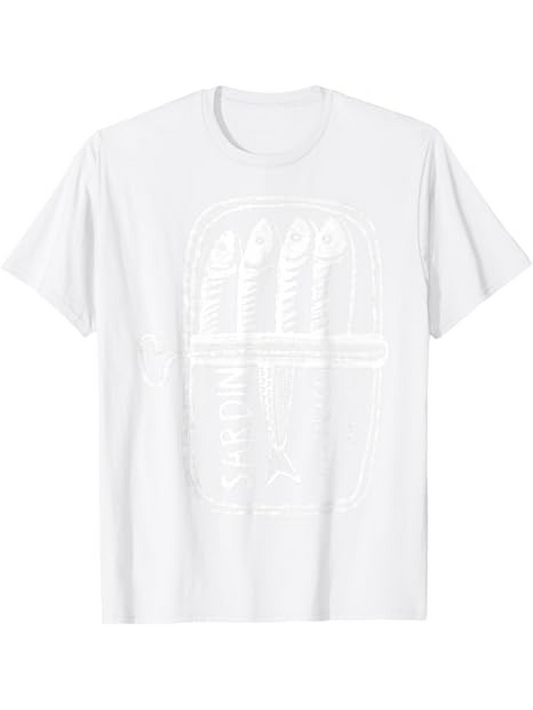 Men's Graphic T-Shirt Minimalist Sketch Style Graphic With Abstract Fish Motif Under Simple Lines