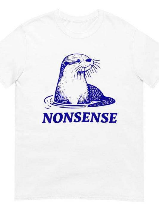 Men's Graphic T-Shirt Nonsense Illustrated Otter In Blue Water With Playful Whiskers Drawing