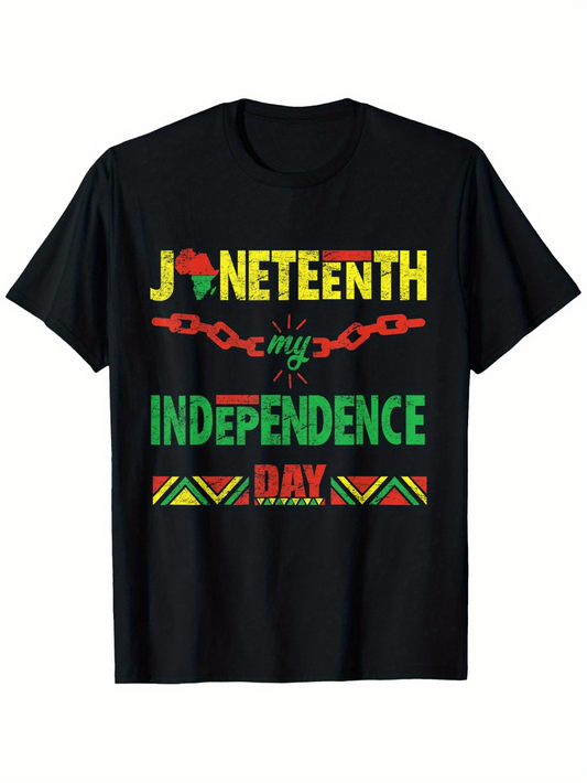Men's Graphic T-Shirt Juneteenth My Independence Day With Bold African Pattern Letters