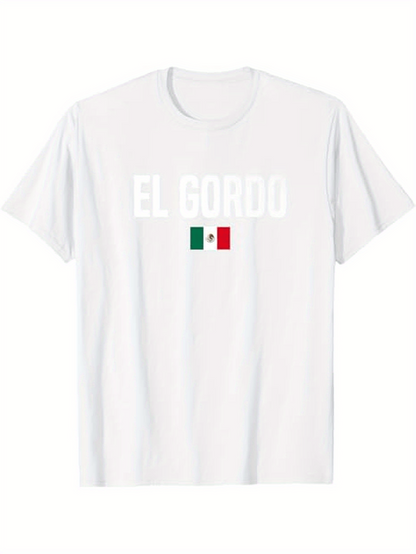 Men's Graphic T-Shirt El Gordo Minimalist Mexico Flag Inspired T Shirt Design