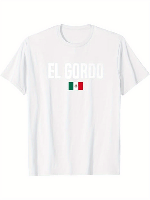 Men's Graphic T-Shirt El Gordo Minimalist Mexico Flag Inspired T Shirt Design