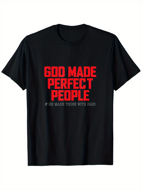 Men's Graphic T-Shirt God Made Perfect People Bold Text On Plain Black Shirt