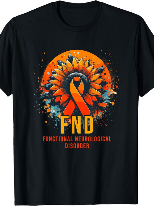 Men's Graphic T-Shirt Functional Neurological Disorder Sunflower With Orange Awareness Ribbon