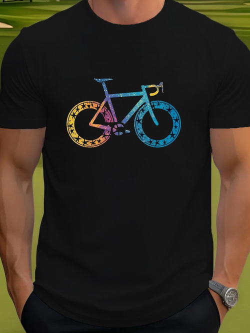 Men's Graphic T-Shirt Colorful Geometry With Modern Art Design Bicycle