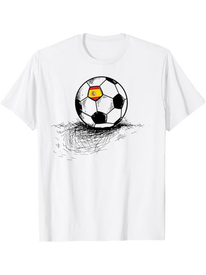 Men's Graphic T-Shirt Sketch Style Grass With Classic Pattern Soccer Ball
