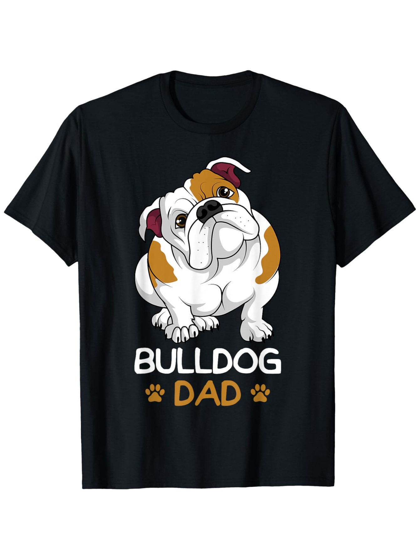 Men's Graphic T-Shirt Bulldog Dad Cute Sitting Cartoon With Brown White Marks Pet Dog