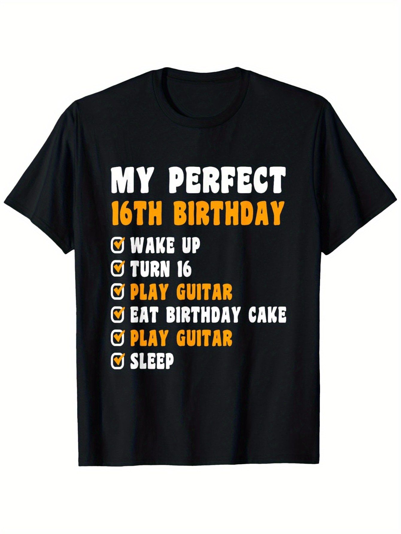 Men's Graphic T-Shirt My Perfect 16th Birthday Checklist With Fun Party Guitar Theme