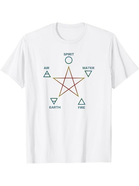 Men's Graphic T-Shirt Spirit Air Water Earth Fire Elements Geometric Star