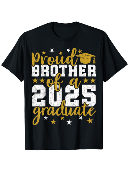 Men's Graphic T-Shirt Proud Brother Of A 2025 Graduate With Stars And Graduation Cap Surrounded By Bold Numbers T Shirt