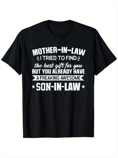Men's Graphic T-Shirt Mother In Law Best Gift Funny Lettering Awesome Son In Law