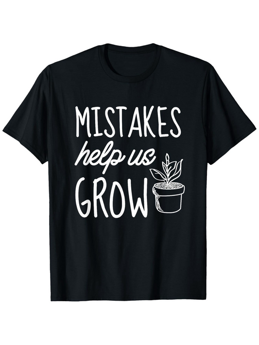 Men's Graphic T-Shirt Mistakes Help Us Grow With Hand Lettering And Potted Plant Drawing