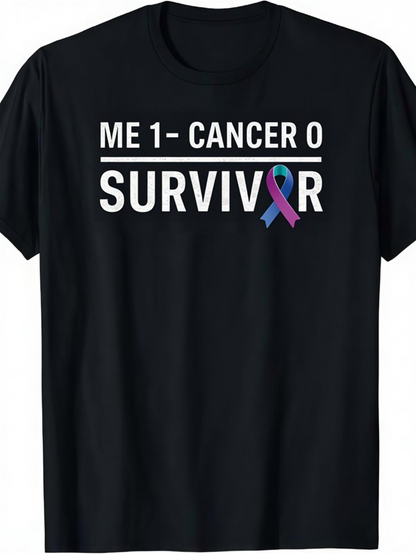 Men's Graphic T-Shirt Me One Cancer Zero Survivor Bold Ribbon Graphic T Shirt
