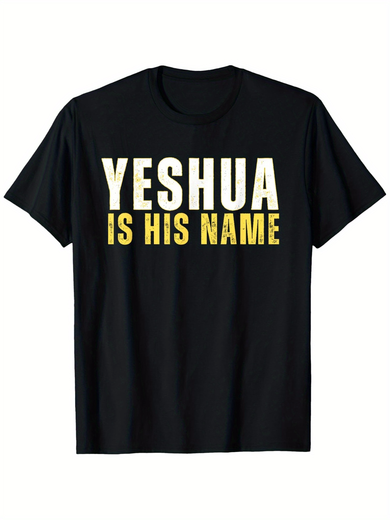 Men's Graphic T-Shirt Yeshua Is His Name Bold Yellow Letter Slogan T Shirt