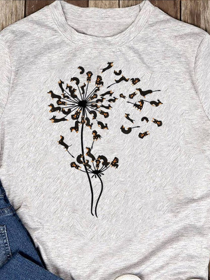 Men's Graphic T-Shirt Wild Leopard Patterned Seeds Floating Around Dandelion Flower