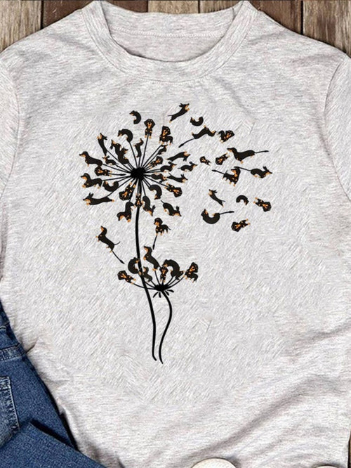 Men's Graphic T-Shirt Wild Leopard Patterned Seeds Floating Around Dandelion Flower