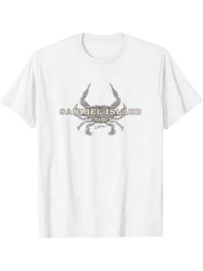 Men's Graphic T-Shirt Gambel Island Rustic Coastal Illustration With Large Blue Crab